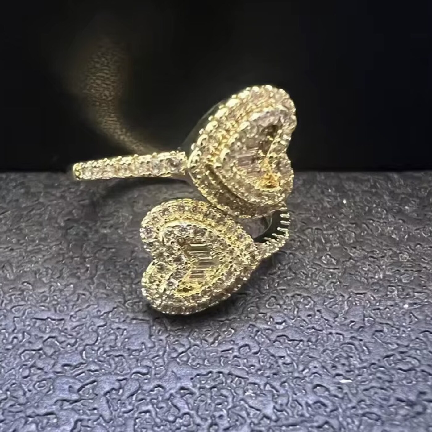 Double Heart Sparkle Ring by Frosted Flame
