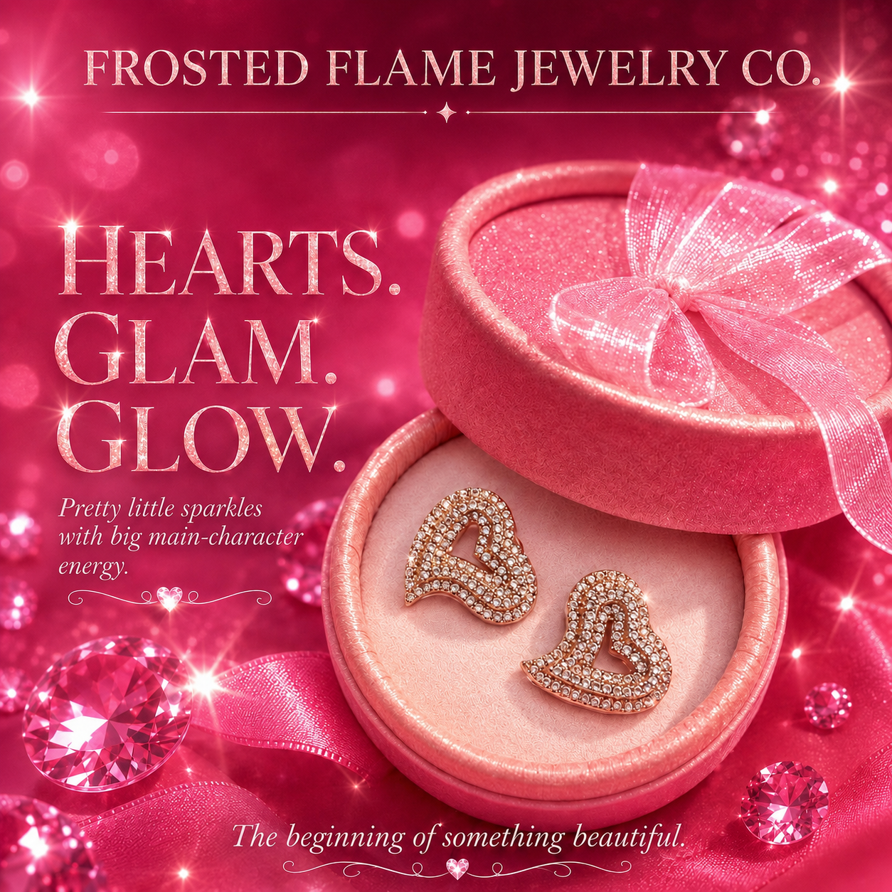 Gold Zircon Heart Hoops by Frosted Flame