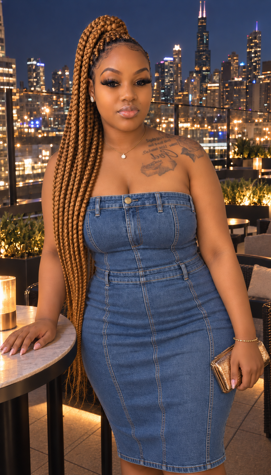 Dlonda Michelle, founder and creative director of Frosted Flame, on a Chicago rooftop