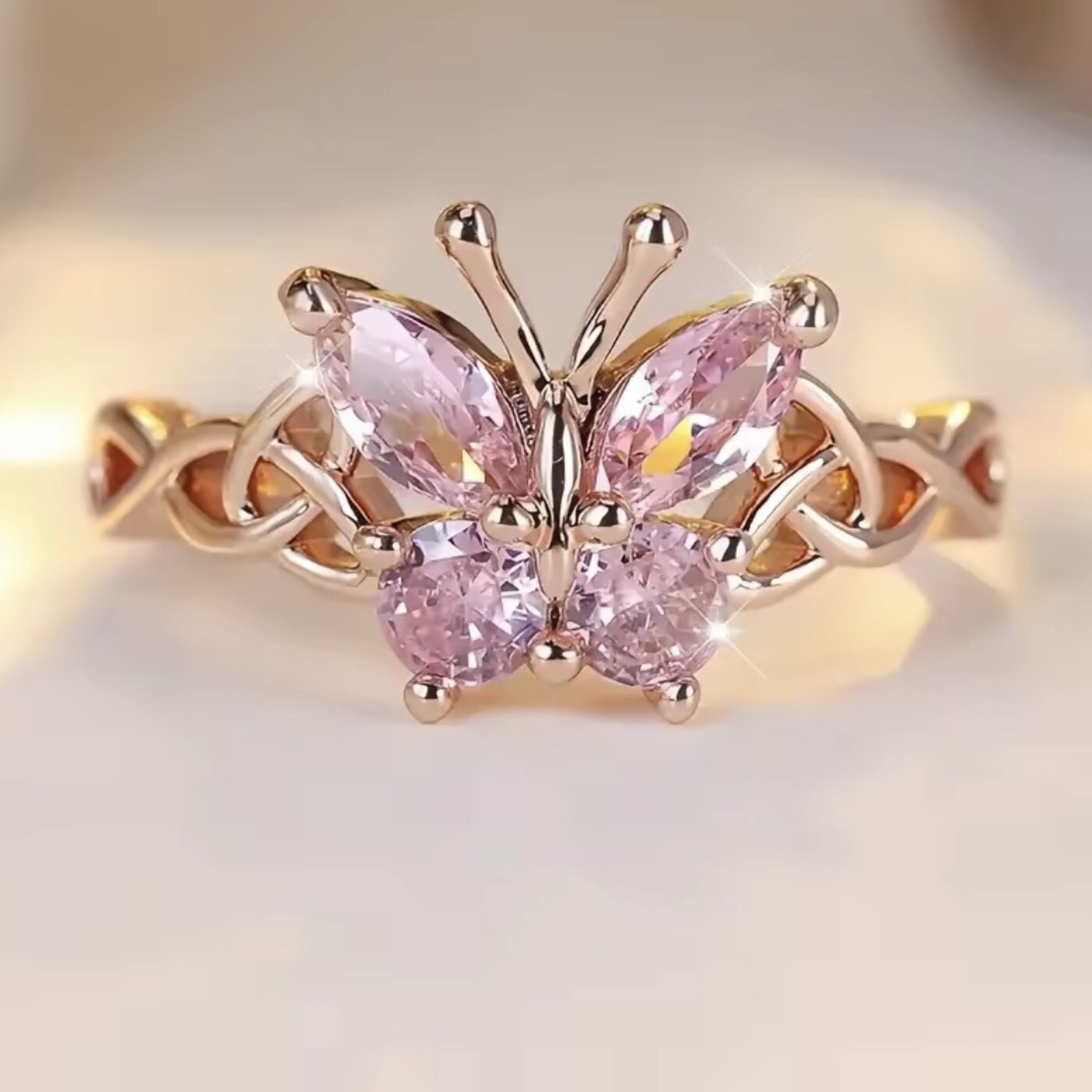 Pink Butterfly Statement Ring by Frosted Flame